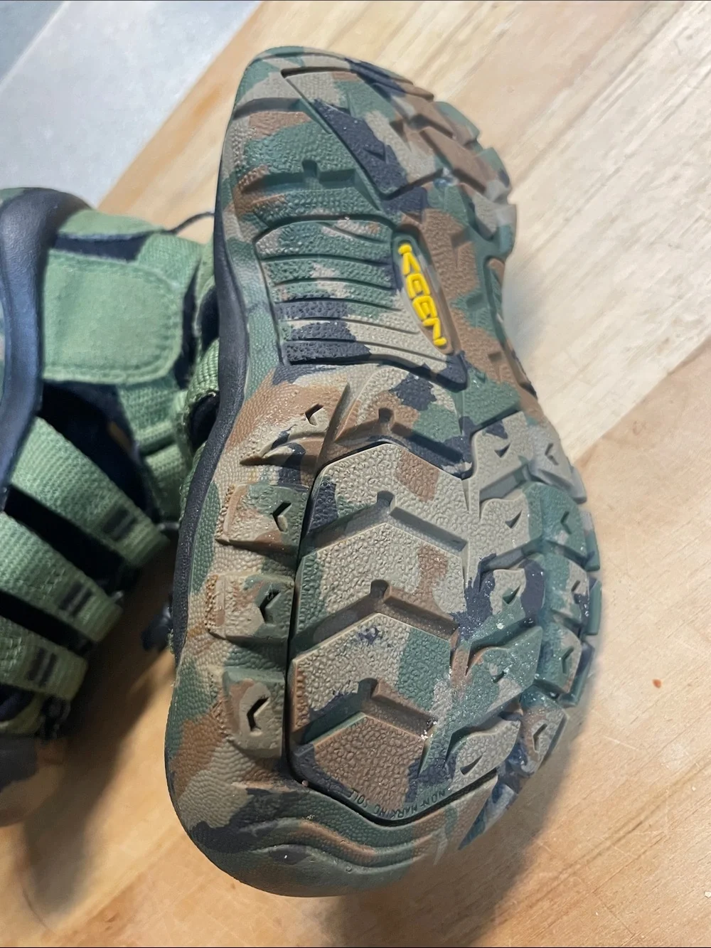 Keen Kids Green and Black Camo Water Shoes